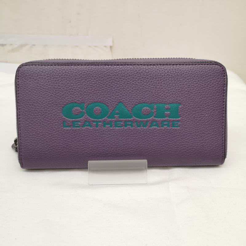 コーチ COACH 財布 長財布 長財布 シグネチャー アコーディオン ラウンドジップ ウォレット - 紫 / パープル / purple レディース USED 古着 中古 50163858