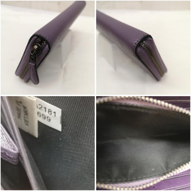 コーチ COACH 財布 長財布 長財布 シグネチャー アコーディオン ラウンドジップ ウォレット - 紫 / パープル / purple レディース USED 古着 中古 50163858