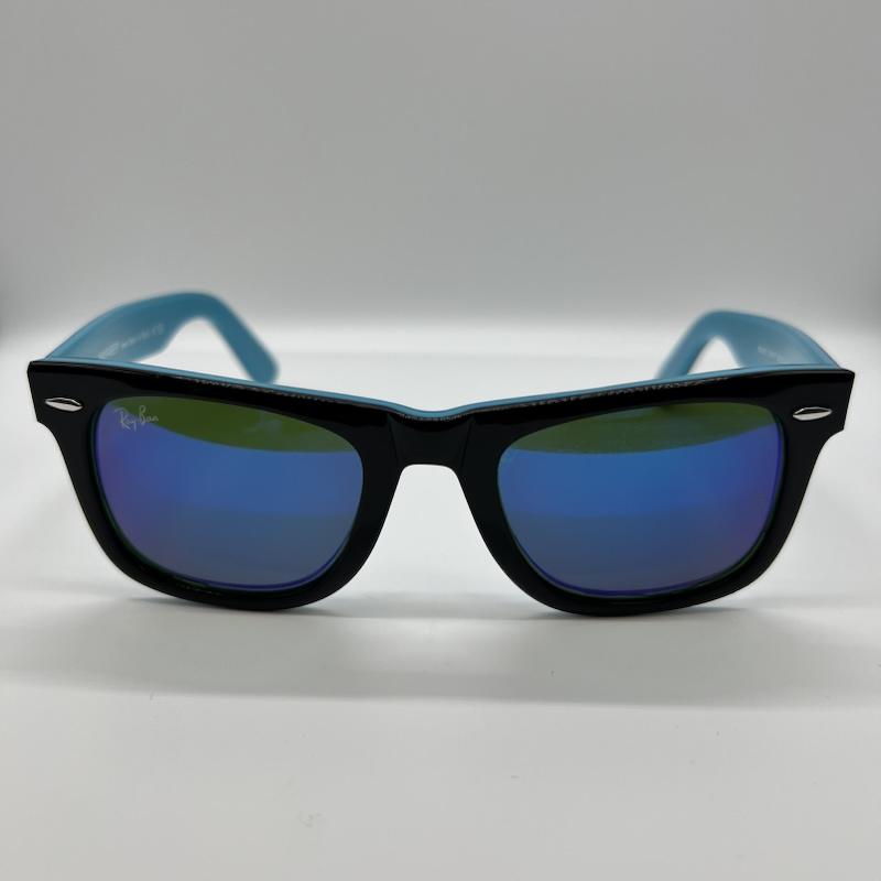 レイバン Ray-Ban めがね・サングラス サングラス WAYFARER ウェイファーラー RB2140 - 黒 / ブラック / black X 水色 / ライトブルー / メンズ USED 古着 中古 50163867