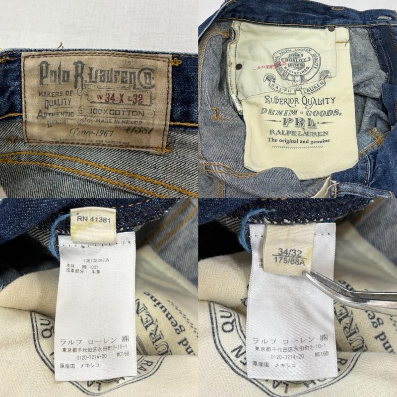 ポロラルフローレン POLO RALPH LAUREN パンツ デニム、ジーンズ デニム ジーンズ メキシコ製 W34 L32 レザー パッチ ロゴ ジッパーフライ 34インチ ロゴ、文字 インディゴ / インディゴ / Indigo メンズ USED 古着 中古 50163871