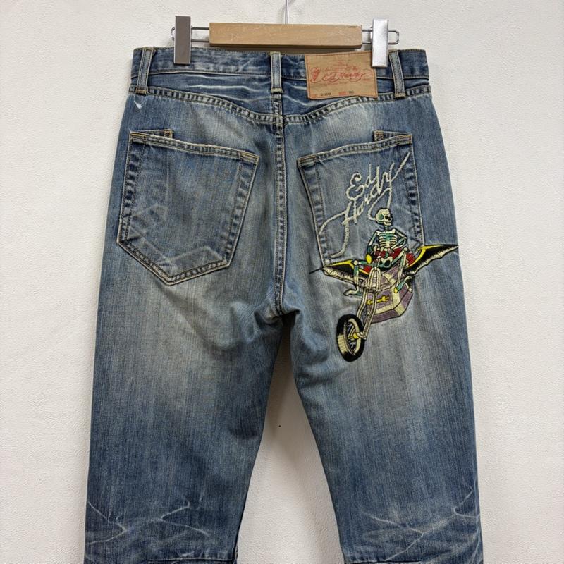 エドハーディー Ed Hardy パンツ デニム、ジーンズ 2009年 限定 レア 希少 スカル バイク ロゴ 刺繍 ダメージ デニム ボタンフライ Y2K 30インチ ロゴ、文字 X 刺繍 マルチカラー / マルチカラー / multicolor メンズ USED 古着 中古 50163872