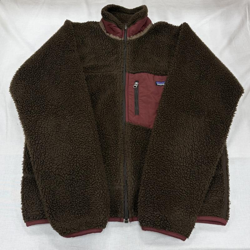 パタゴニア patagonia ジャケット、上着 ジャンパー、ブルゾン クラシック レトロ X ボア ジップアップ ジャケット ハイネック M ロゴ、文字 X 刺繍 茶 / ブラウン / brown X えんじ / ワインレッド / dark red メンズ USED 古着 中古 50163873