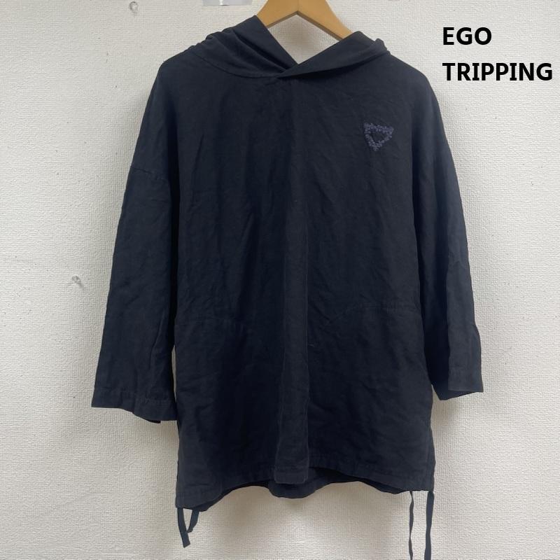 エゴトリッピング EGO TRIPPING パーカー 長袖 MOON AGE DEVILMENT コラボ レイヤード プルオーバー 半袖 パーカー 46 黒 / ブラック / black メンズ USED 古着 中古 50163874