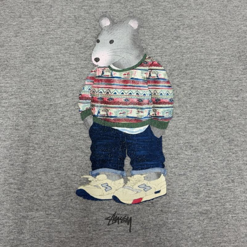 ステューシー STUSSY Tシャツ 半袖 ラット ロゴ グラフィック プリント 半袖 Tシャツ ストリート メキシコ製 M ロゴ、文字 X プリント 灰 / グレー / gray X マルチカラー / マルチカラー / multicolor メンズ USED 古着 中古 50163880