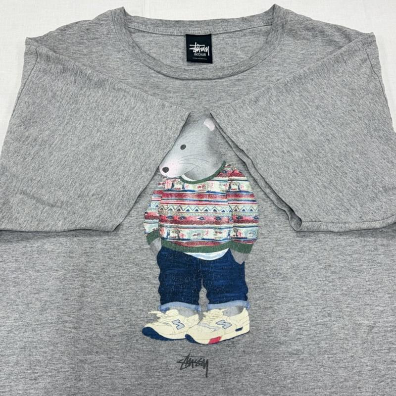 ステューシー STUSSY Tシャツ 半袖 ラット ロゴ グラフィック プリント 半袖 Tシャツ ストリート メキシコ製 M ロゴ、文字 X プリント 灰 / グレー / gray X マルチカラー / マルチカラー / multicolor メンズ USED 古着 中古 50163880