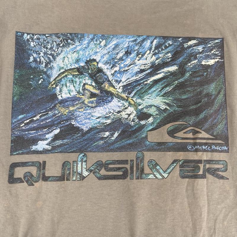 クイックシルバー Quiksilver Tシャツ 半袖 90s ヴィンテージ バック プリント Tシャツ カットソー L カーキオリーブ / カーキオリーブ / メンズ USED 古着 中古 50163882