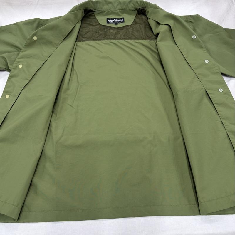 ワイルドシングス WILD THINGS シャツ、ブラウス 半袖 半袖 オープンカラー 開襟 ナイロンシャツ USA フラップポケット ロゴ 刺繍 M 無地 カーキ / カーキ / khaki メンズ USED 古着 中古 50163883
