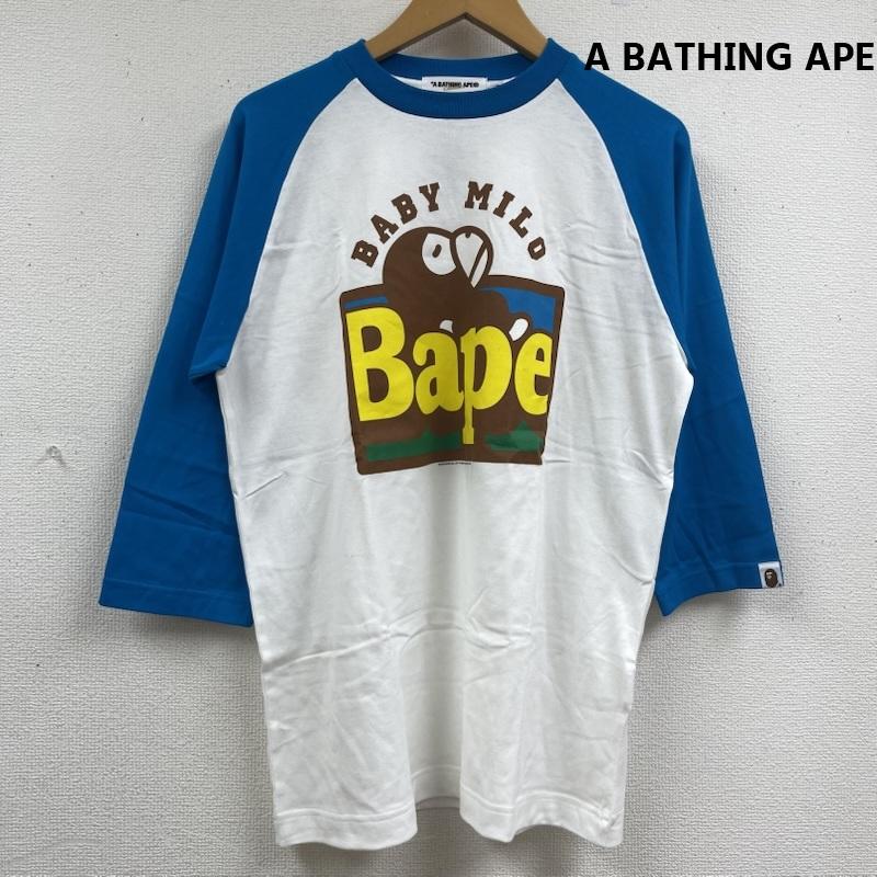アベイシングエイプ A BATHING APE Tシャツ 七分袖 BABY MILO ベイビィマイロ プリント ラグラン 七分袖 Tシャツ M 水色 / ライトブルー / メンズ USED 古着 中古 50163885