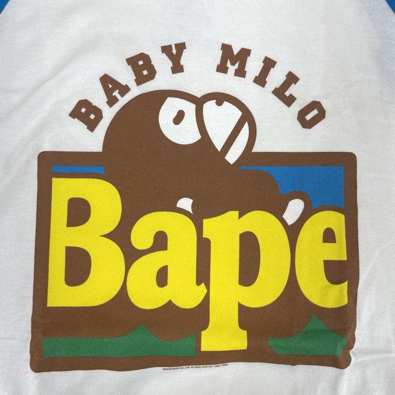 アベイシングエイプ A BATHING APE Tシャツ 七分袖 BABY MILO ベイビィマイロ プリント ラグラン 七分袖 Tシャツ M 水色 / ライトブルー / メンズ USED 古着 中古 50163885