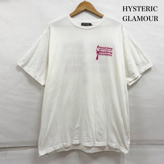 ヒステリックグラマー HYSTERIC GLAMOUR Tシャツ 半袖 GOOD BAD GIRLS 両面 ロゴ プリント 半袖 Tシャツ XL ロゴ、文字 X プリント 白 / ホワイト / white X 桃 / ピンク / pink メンズ USED 古着 中古 50163888