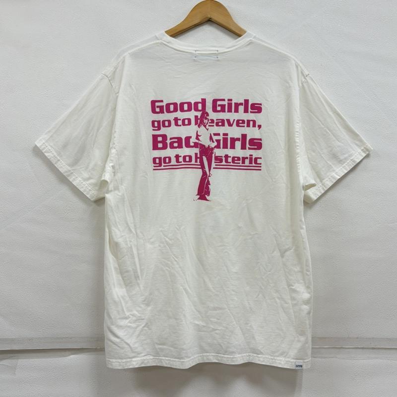 ヒステリックグラマー HYSTERIC GLAMOUR Tシャツ 半袖 GOOD BAD GIRLS 両面 ロゴ プリント 半袖 Tシャツ XL ロゴ、文字 X プリント 白 / ホワイト / white X 桃 / ピンク / pink メンズ USED 古着 中古 50163888