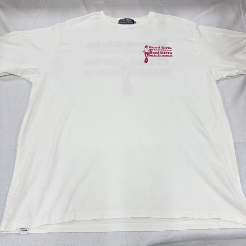 ヒステリックグラマー HYSTERIC GLAMOUR Tシャツ 半袖 GOOD BAD GIRLS 両面 ロゴ プリント 半袖 Tシャツ XL ロゴ、文字 X プリント 白 / ホワイト / white X 桃 / ピンク / pink メンズ USED 古着 中古 50163888