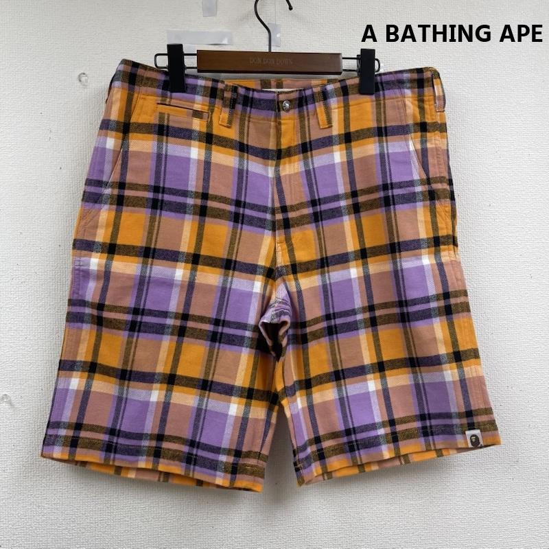 アベイシングエイプ A BATHING APE パンツ ショートパンツ チエイプヘッド 刺繍 チェック柄 マドラスチェック柄 ハーフ パンツ L マルチカラー / マルチカラー / multicolor メンズ USED 古着 中古 50163891