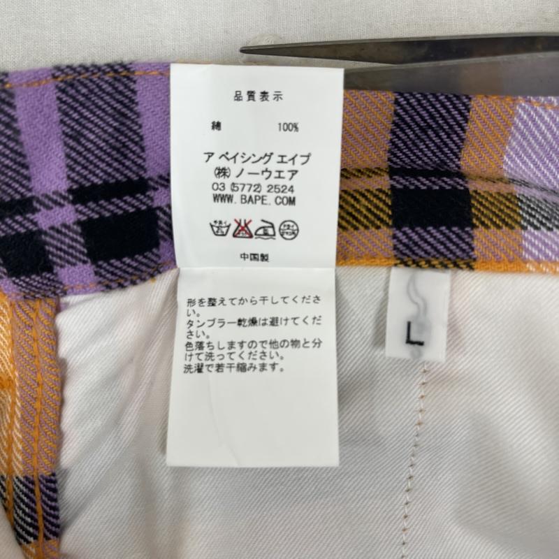 アベイシングエイプ A BATHING APE パンツ ショートパンツ チエイプヘッド 刺繍 チェック柄 マドラスチェック柄 ハーフ パンツ L マルチカラー / マルチカラー / multicolor メンズ USED 古着 中古 50163891