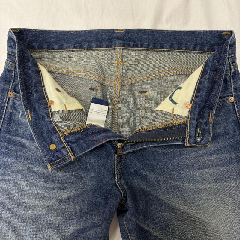 ラルフローレン RALPHLAUREN パンツ デニム、ジーンズ 00s SLIMデニムパンツ 牛革レザーパッチ 30/30 ジップフライ 30インチ 無地 インディゴ / インディゴ / Indigo メンズ USED 古着 中古 50163903