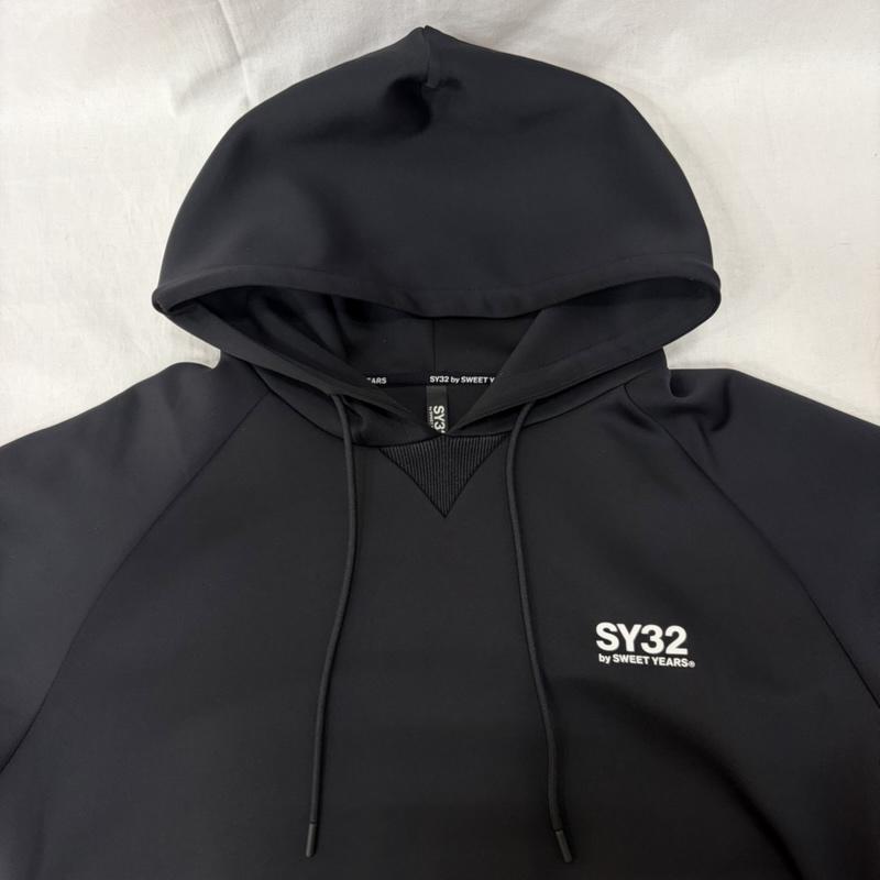 エスワイサーティトゥバイスィートイヤーズ SY32 by SWEET YEARS パーカー 長袖 DOUBLE KNIT EMBOSS LOGO P/O HOODIE 12562 L Black L ワンポイント 黒 / ブラック / black メンズ USED 古着 中古 50163911
