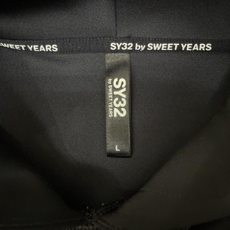 エスワイサーティトゥバイスィートイヤーズ SY32 by SWEET YEARS パーカー 長袖 DOUBLE KNIT EMBOSS LOGO P/O HOODIE 12562 L Black L ワンポイント 黒 / ブラック / black メンズ USED 古着 中古 50163911