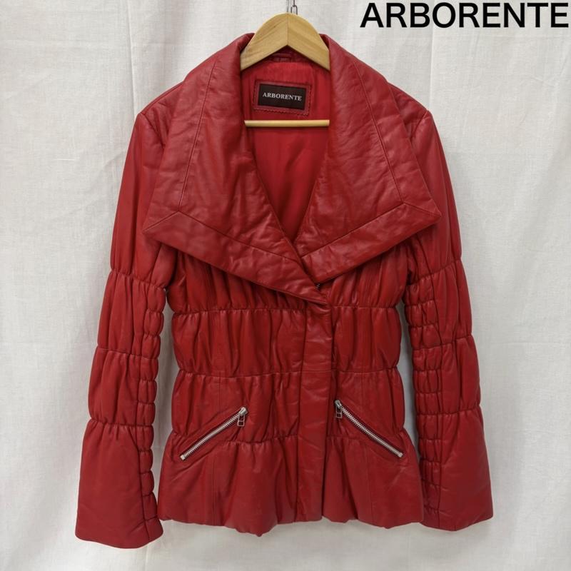 古着 USED ジャケット、上着 レザージャケット ARBORENTE 羊革 ラムレザー ショートコート Red L L 無地 赤 / レッド / red レディース USED 古着 中古 50163924