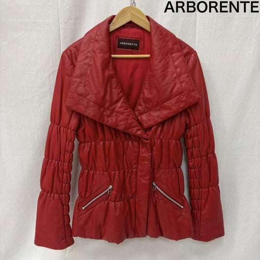古着 USED ジャケット、上着 レザージャケット ARBORENTE 羊革 ラムレザー ショートコート Red L L 無地 赤 / レッド / red レディース USED 古着 中古 50163924