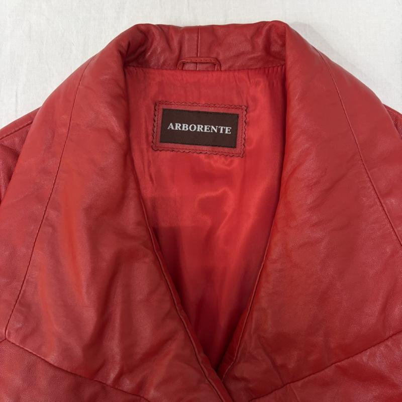古着 USED ジャケット、上着 レザージャケット ARBORENTE 羊革 ラムレザー ショートコート Red L L 無地 赤 / レッド / red レディース USED 古着 中古 50163924