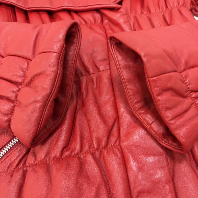 古着 USED ジャケット、上着 レザージャケット ARBORENTE 羊革 ラムレザー ショートコート Red L L 無地 赤 / レッド / red レディース USED 古着 中古 50163924