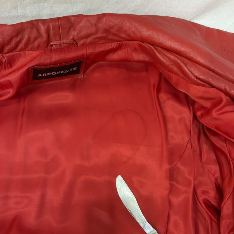 古着 USED ジャケット、上着 レザージャケット ARBORENTE 羊革 ラムレザー ショートコート Red L L 無地 赤 / レッド / red レディース USED 古着 中古 50163924