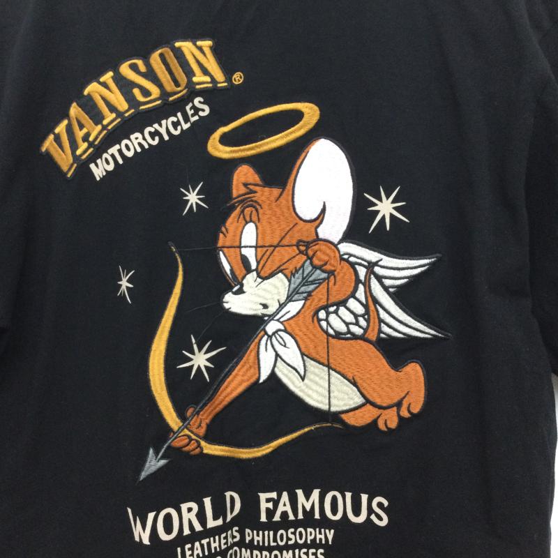 ヴァンソン VANSON Tシャツ 半袖 VANSON バンソン TOM & JERRY トムとジェリー コラボ 刺繍 半袖 Tシャツ L 刺繍 黒 / ブラック / black メンズ USED 古着 中古 50163925