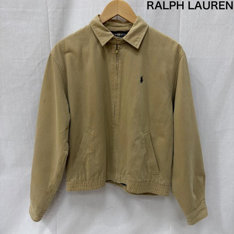 ラルフローレン RALPHLAUREN ジャケット、上着 ジャンパー、ブルゾン スイングトップ ハリントンジャケット ドリズラージャケット Beige M ロゴ刺繍 M ロゴ、文字 ベージュ / ベージュ / beige X 紺 / ネイビー / navy メンズ USED 古着 中古 50163926