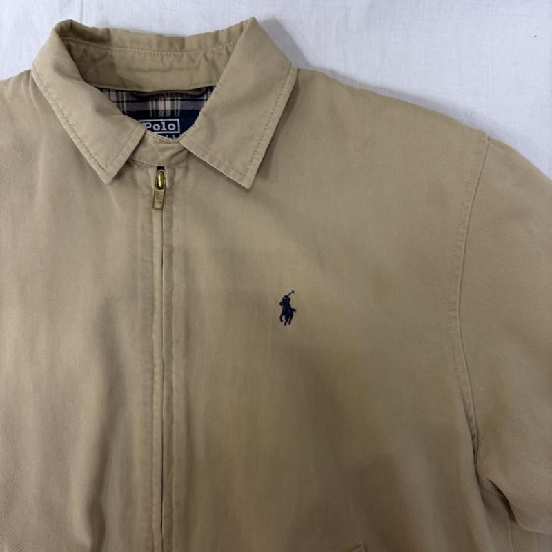 ラルフローレン RALPHLAUREN ジャケット、上着 ジャンパー、ブルゾン スイングトップ ハリントンジャケット ドリズラージャケット Beige M ロゴ刺繍 M ロゴ、文字 ベージュ / ベージュ / beige X 紺 / ネイビー / navy メンズ USED 古着 中古 50163926