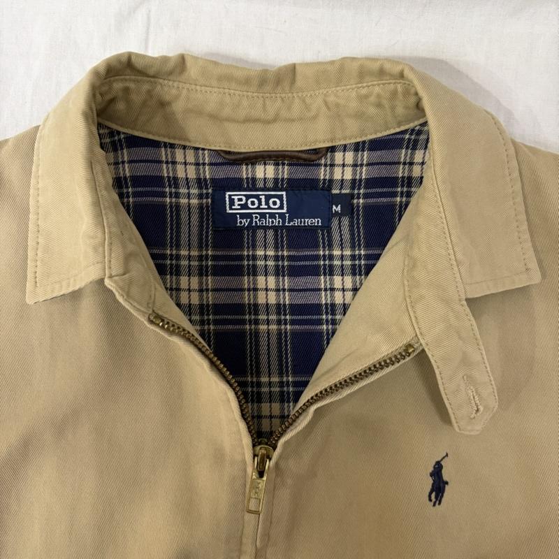 ラルフローレン RALPHLAUREN ジャケット、上着 ジャンパー、ブルゾン スイングトップ ハリントンジャケット ドリズラージャケット Beige M ロゴ刺繍 M ロゴ、文字 ベージュ / ベージュ / beige X 紺 / ネイビー / navy メンズ USED 古着 中古 50163926