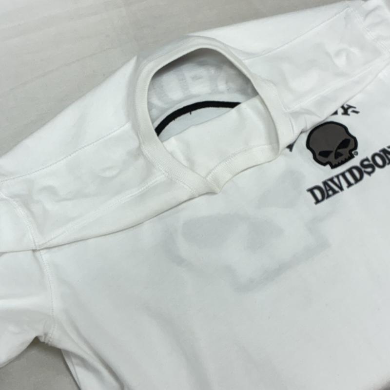 ハーレーダビッドソン Harley-Davidson Tシャツ 長袖 スリーブロゴ スカル クルーネック 長袖 Tシャツ ロンT S 白 / ホワイト / white メンズ USED 古着 中古 50163935