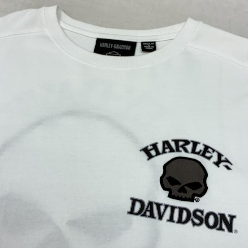 ハーレーダビッドソン Harley-Davidson Tシャツ 長袖 スリーブロゴ スカル クルーネック 長袖 Tシャツ ロンT S 白 / ホワイト / white メンズ USED 古着 中古 50163935