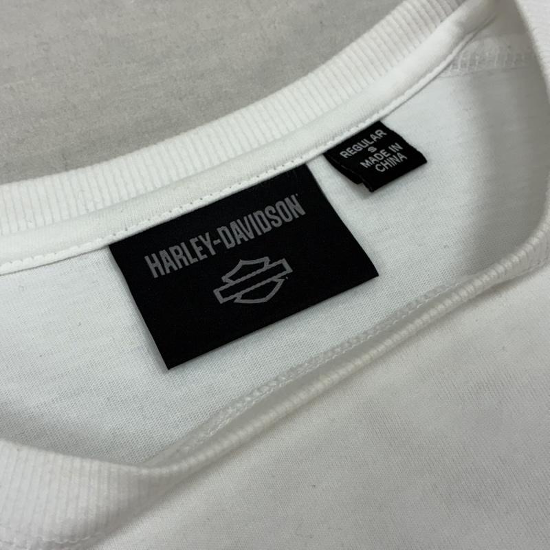 ハーレーダビッドソン Harley-Davidson Tシャツ 長袖 スリーブロゴ スカル クルーネック 長袖 Tシャツ ロンT S 白 / ホワイト / white メンズ USED 古着 中古 50163935
