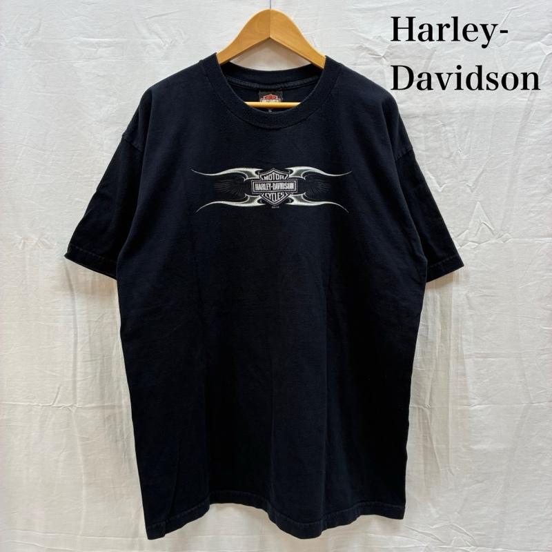ハーレーダビッドソン Harley-Davidson Tシャツ 半袖 00s 03年 04年 シールド バー ロゴ クルーネック 半袖 Tシャツ XL 黒 / ブラック / black メンズ USED 古着 中古 50163939