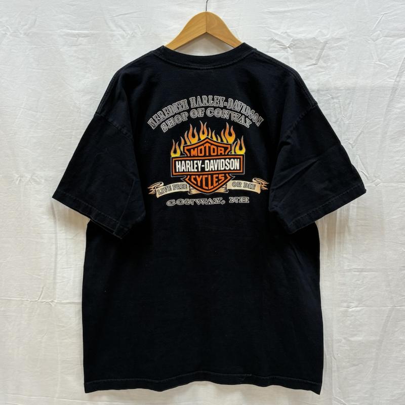 ハーレーダビッドソン Harley-Davidson Tシャツ 半袖 00s 03年 04年 シールド バー ロゴ クルーネック 半袖 Tシャツ XL 黒 / ブラック / black メンズ USED 古着 中古 50163939