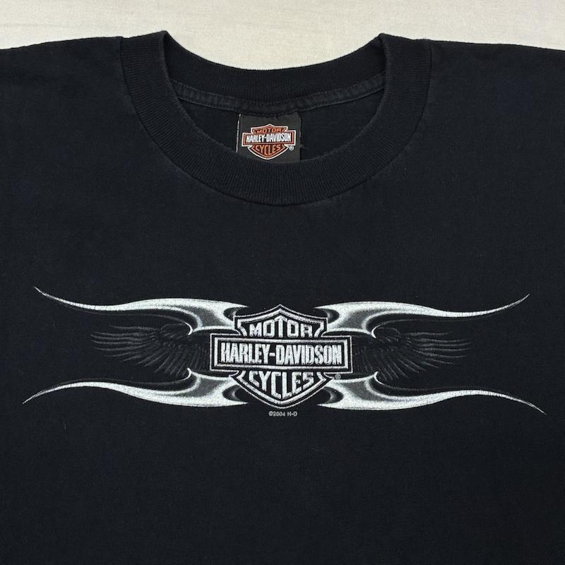 ハーレーダビッドソン Harley-Davidson Tシャツ 半袖 00s 03年 04年 シールド バー ロゴ クルーネック 半袖 Tシャツ XL 黒 / ブラック / black メンズ USED 古着 中古 50163939