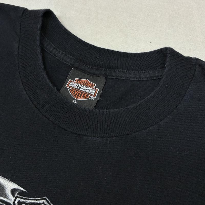 ハーレーダビッドソン Harley-Davidson Tシャツ 半袖 00s 03年 04年 シールド バー ロゴ クルーネック 半袖 Tシャツ XL 黒 / ブラック / black メンズ USED 古着 中古 50163939