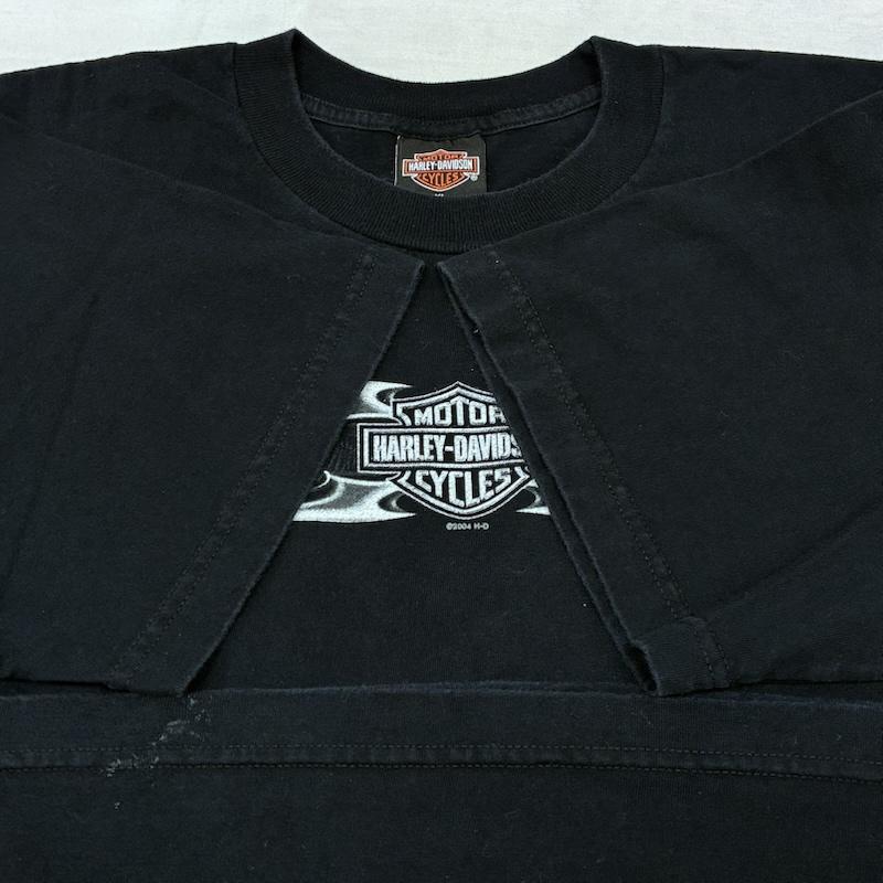 ハーレーダビッドソン Harley-Davidson Tシャツ 半袖 00s 03年 04年 シールド バー ロゴ クルーネック 半袖 Tシャツ XL 黒 / ブラック / black メンズ USED 古着 中古 50163939