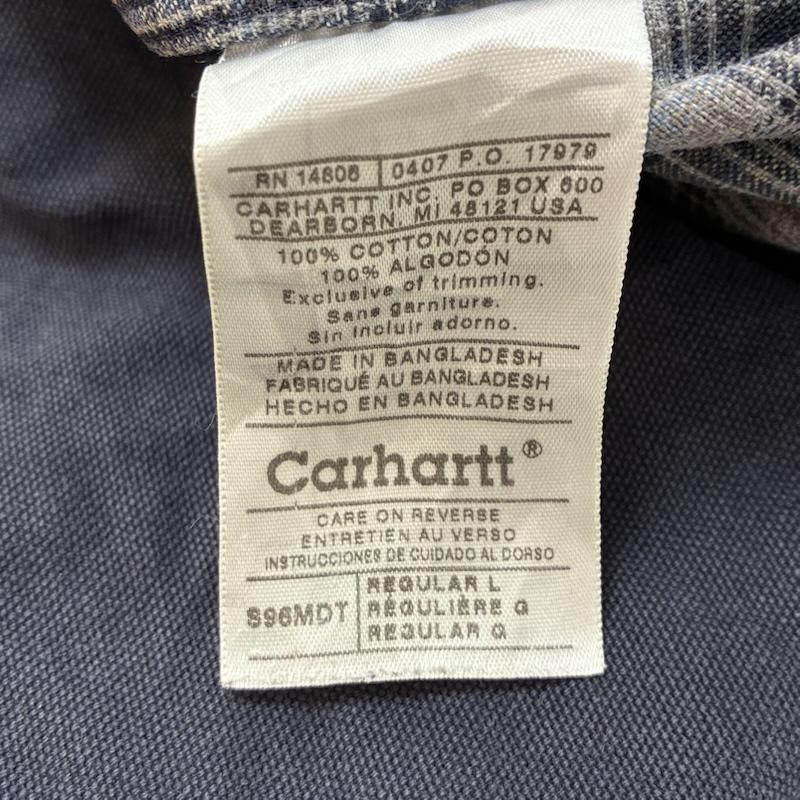 カーハート Carhartt シャツ、ブラウス 長袖 896MDT ダック ワーク シャツ ジャケット チェックライナー カバーオール L 紺 / ネイビー / navy メンズ USED 古着 中古 50163942