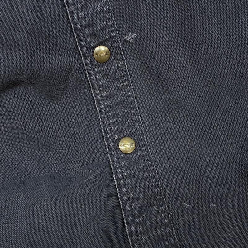 カーハート Carhartt シャツ、ブラウス 長袖 896MDT ダック ワーク シャツ ジャケット チェックライナー カバーオール L 紺 / ネイビー / navy メンズ USED 古着 中古 50163942