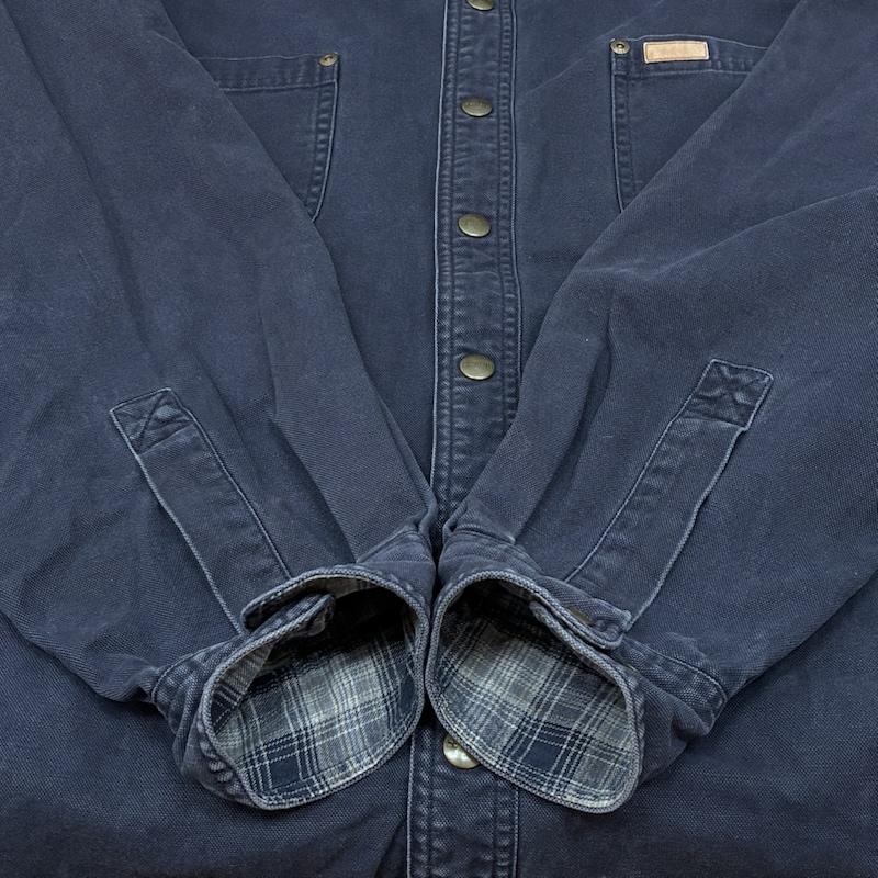カーハート Carhartt シャツ、ブラウス 長袖 896MDT ダック ワーク シャツ ジャケット チェックライナー カバーオール L 紺 / ネイビー / navy メンズ USED 古着 中古 50163942