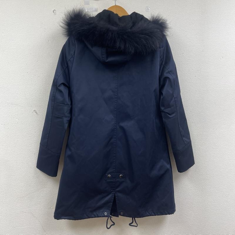 バーニーズ ニューヨーク BARNEYS NEWYORK コート 毛皮、ファー フードファー付 ロング モッズ ダウン コート 700011 40 紺 / ネイビー / navy レディース USED 古着 中古 50163957