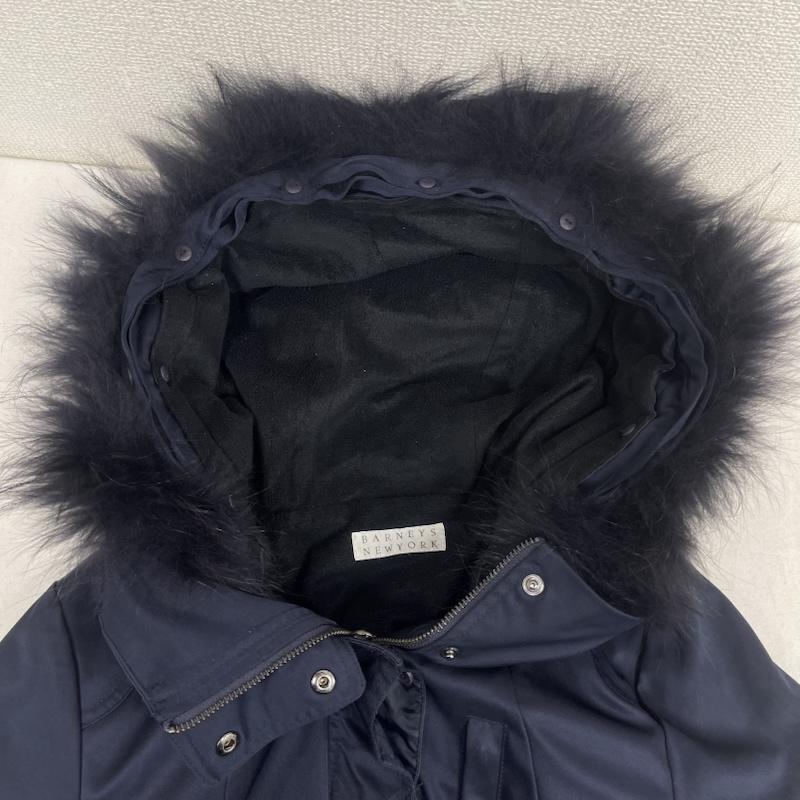 バーニーズ ニューヨーク BARNEYS NEWYORK コート 毛皮、ファー フードファー付 ロング モッズ ダウン コート 700011 40 紺 / ネイビー / navy レディース USED 古着 中古 50163957