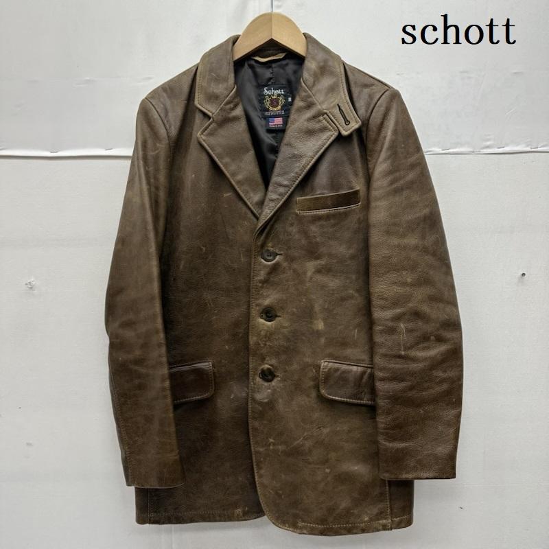 ショット schott ジャケット、上着 レザージャケット USA製 3B レザー テーラ－ド ジャケット 38 茶 / ブラウン / brown メンズ USED 古着 中古 50163962