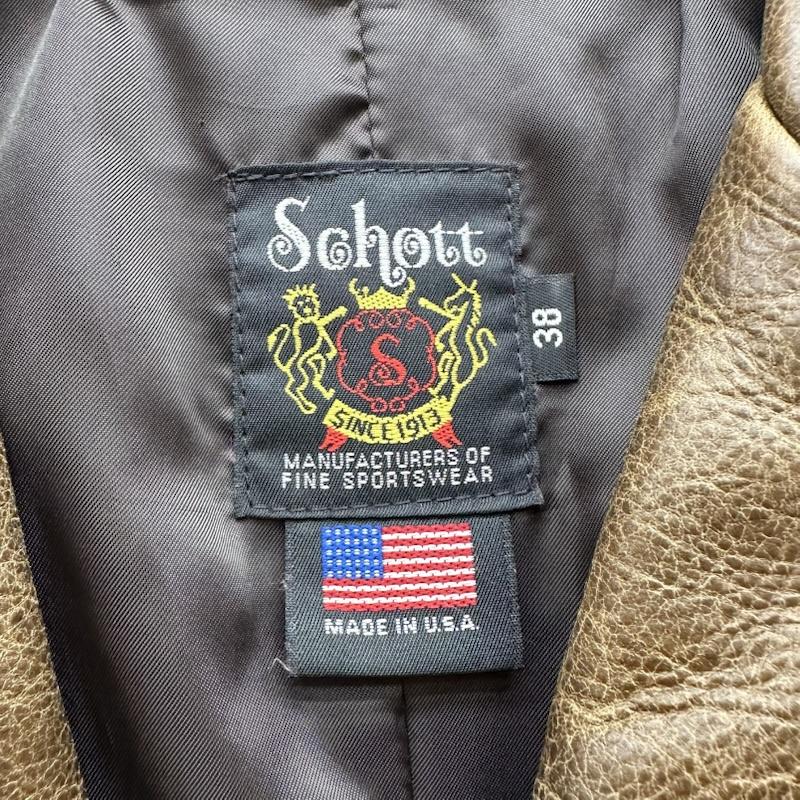 ショット schott ジャケット、上着 レザージャケット USA製 3B レザー テーラ－ド ジャケット 38 茶 / ブラウン / brown メンズ USED 古着 中古 50163962