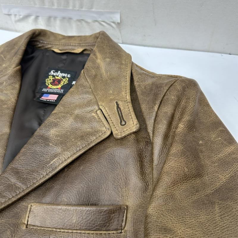 ショット schott ジャケット、上着 レザージャケット USA製 3B レザー テーラ－ド ジャケット 38 茶 / ブラウン / brown メンズ USED 古着 中古 50163962