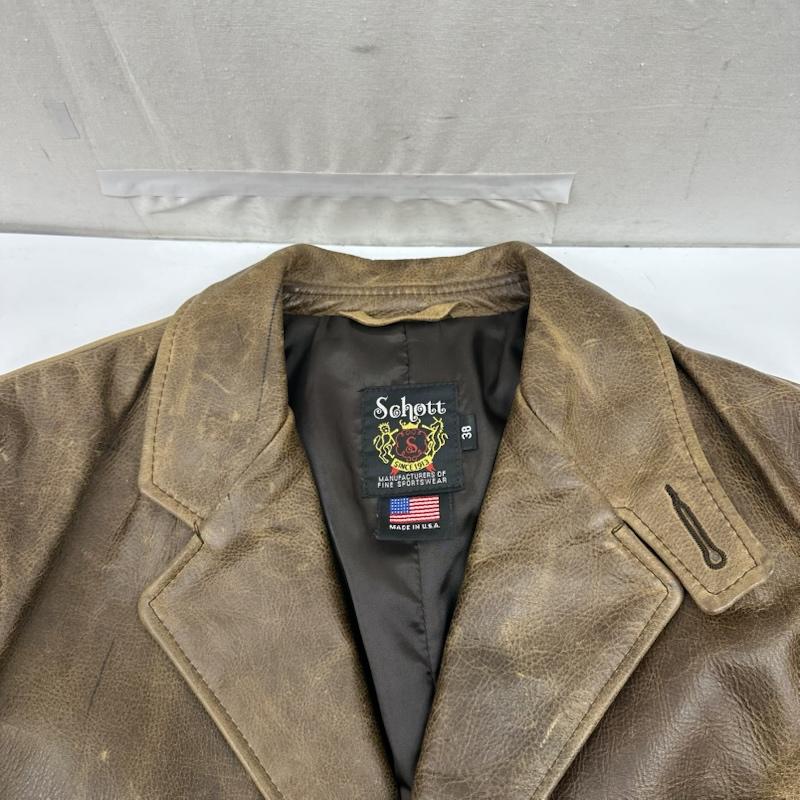 ショット schott ジャケット、上着 レザージャケット USA製 3B レザー テーラ－ド ジャケット 38 茶 / ブラウン / brown メンズ USED 古着 中古 50163962