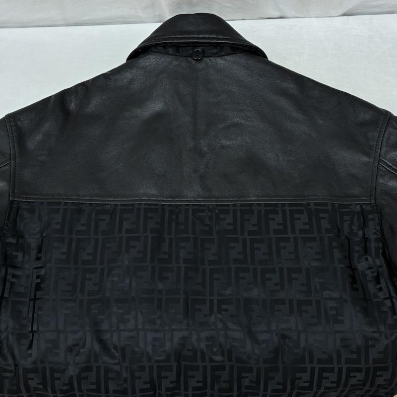 フェンディ FENDI コート コート一般 ズッカ柄 ナイロン レザー 切替 ハーフコート オールド 40 レディース USED 古着 中古 50163966