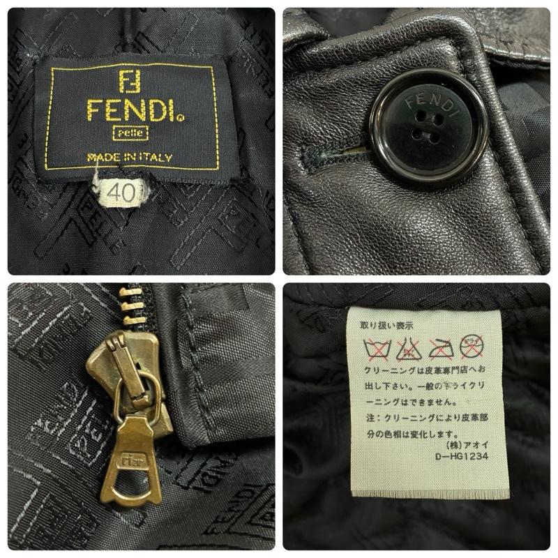 フェンディ FENDI コート コート一般 ズッカ柄 ナイロン レザー 切替 ハーフコート オールド 40 レディース USED 古着 中古 50163966