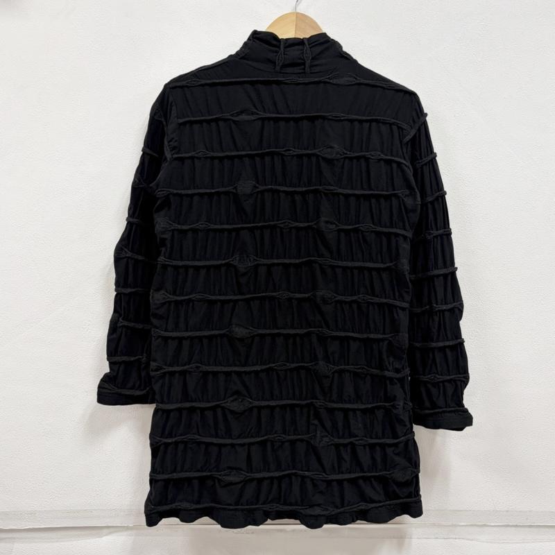 イッセイミヤケ ISSEY MIYAKE カットソー 長袖 HaaT ハート HA71JT128 長袖 立体プリーツ ボーダー ハイネック カットソー 2 無地 黒 / ブラック / black レディース USED 古着 中古 50163974